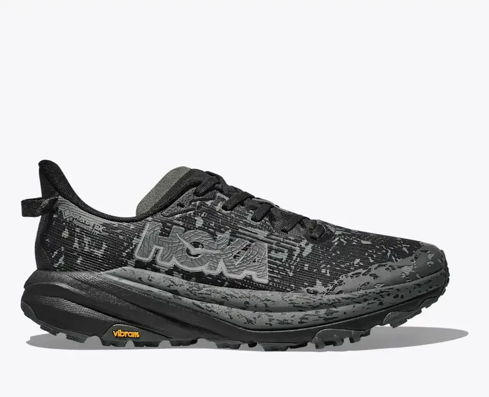 HOKA Speedgoat 6 GORE-TEX Black Outer Orbit Media front view
