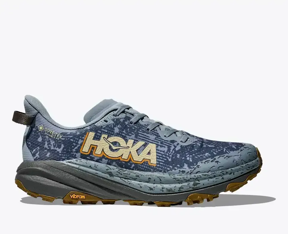 HOKA Speedgoat 6 GORE-TEX Washed Blue Asphalt Grey Media front view