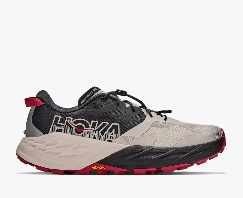 HOKA Speedgoat 7 GORE-TEX® Black River Rock Grey Media front view