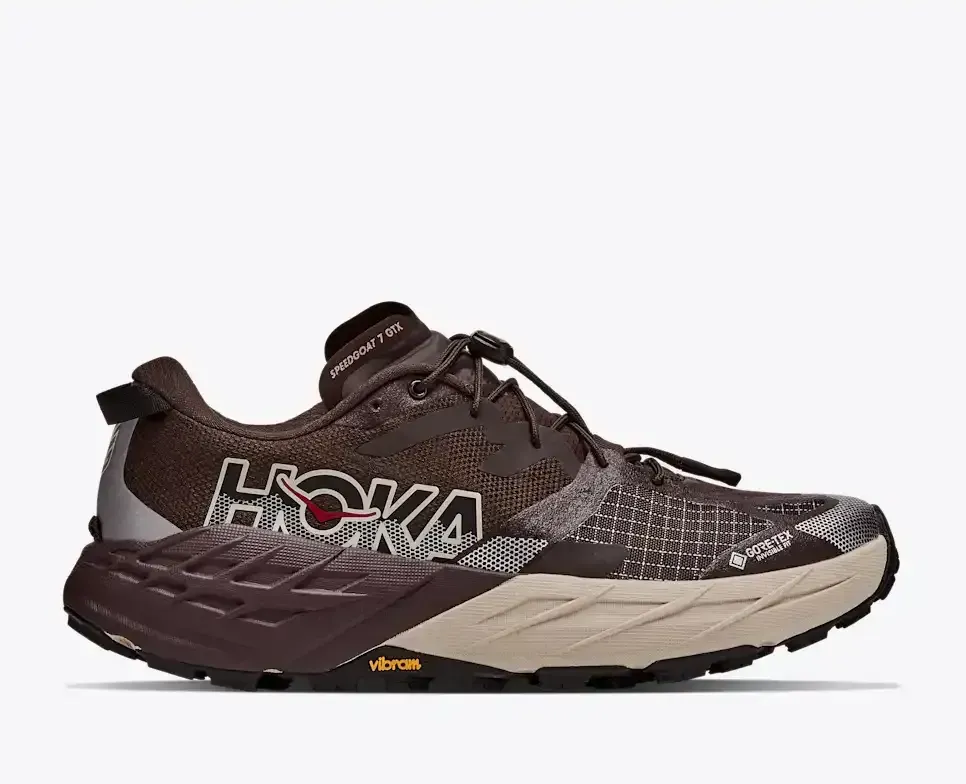HOKA Speedgoat 7 GORE-TEX® Spiced Chocolate River Rock Grey Media front view