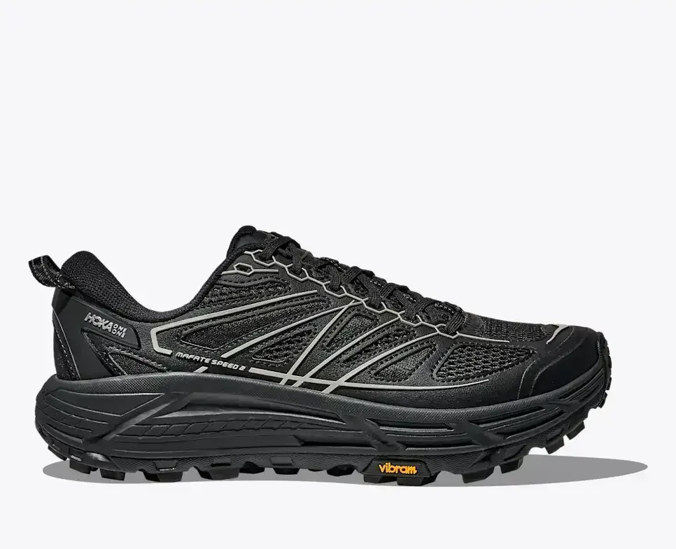 HOKA Stealth/Tech Mafate Speed ​​2 Schwarz/Carbon Schwarz Media front view