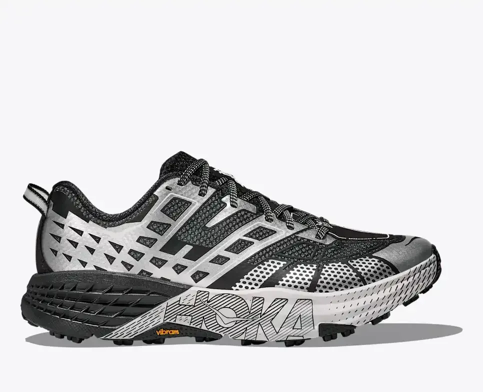 HOKA Stealth/Tech Speedgoat 2 Black Stardust Media front view