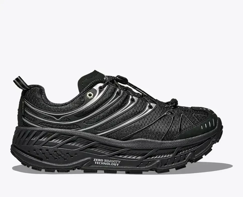 HOKA Stinson EVO GORE-TEX Schwarz Silber Media front view