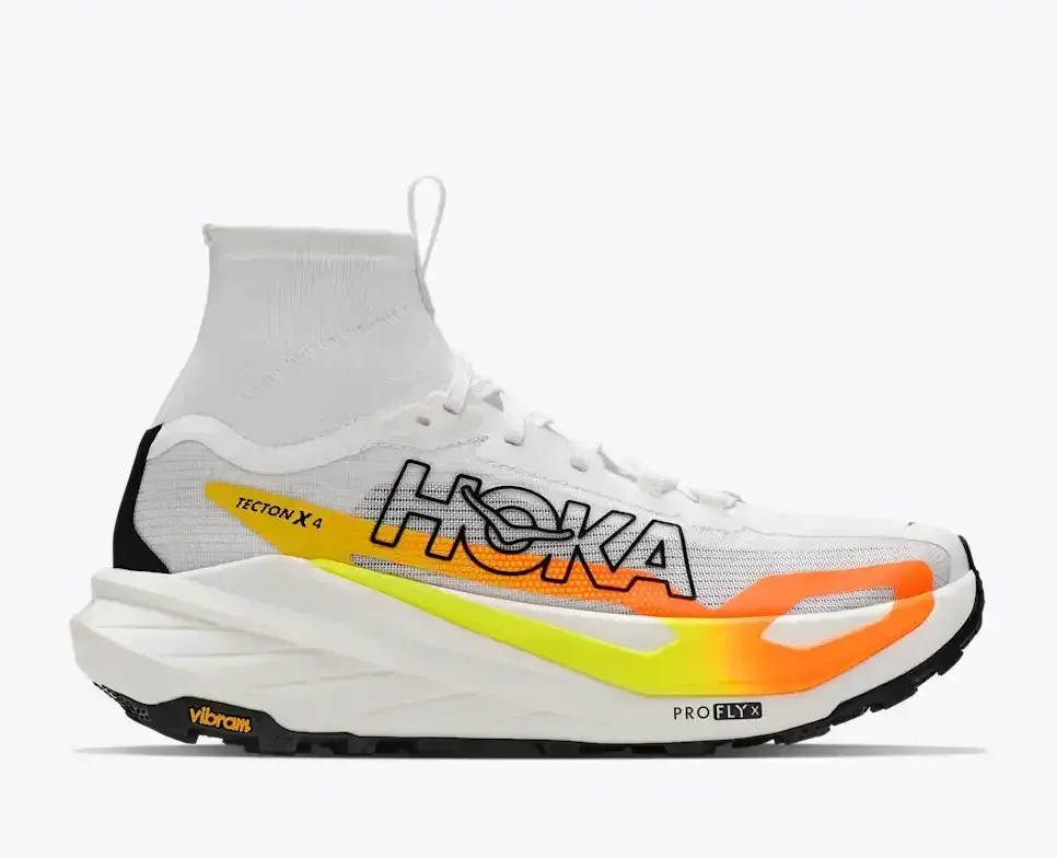 HOKA Tecton X 4 Frost Neon Tangerine (Damen) Media front view