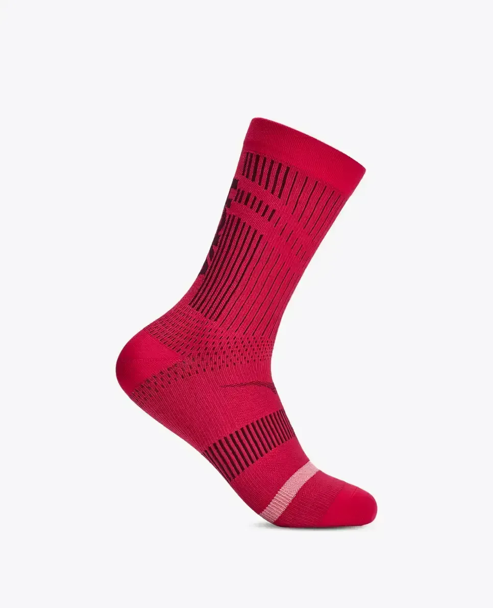 HOKA Trail Run Crew Socke Cerise Media front view