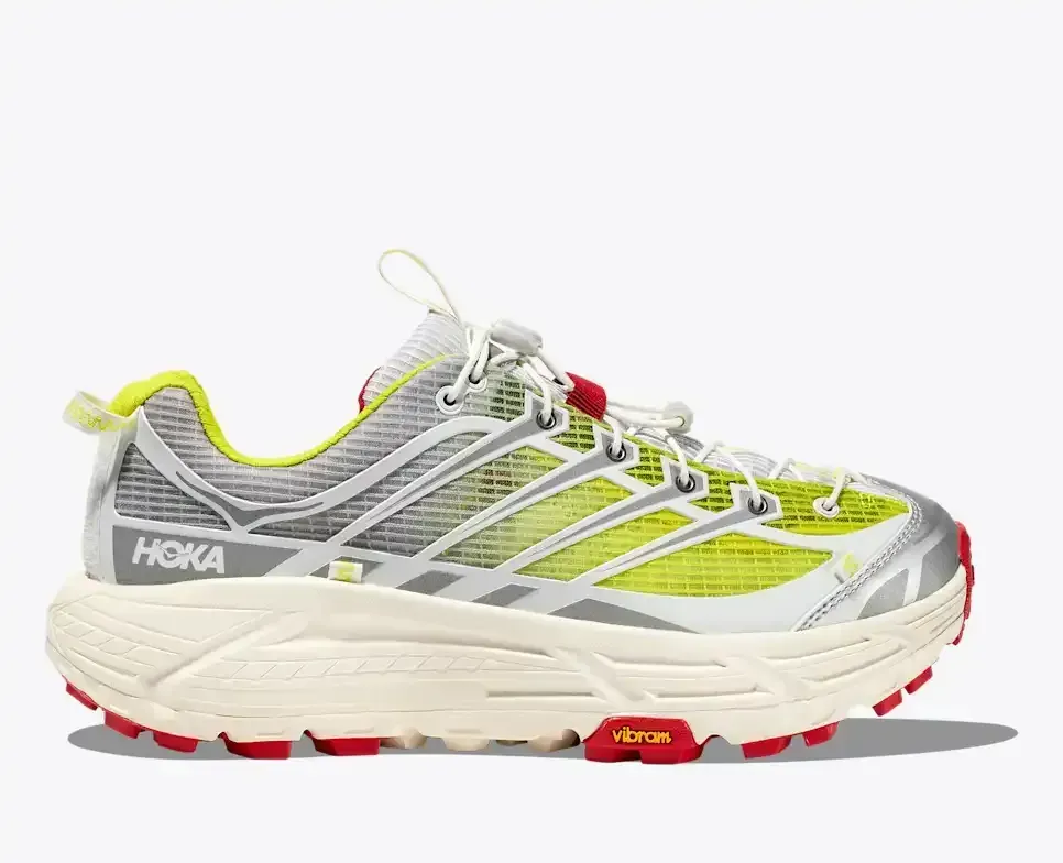HOKA x Nicole McLaughlin Mafate Three2 Weiß Neongelb Media front view